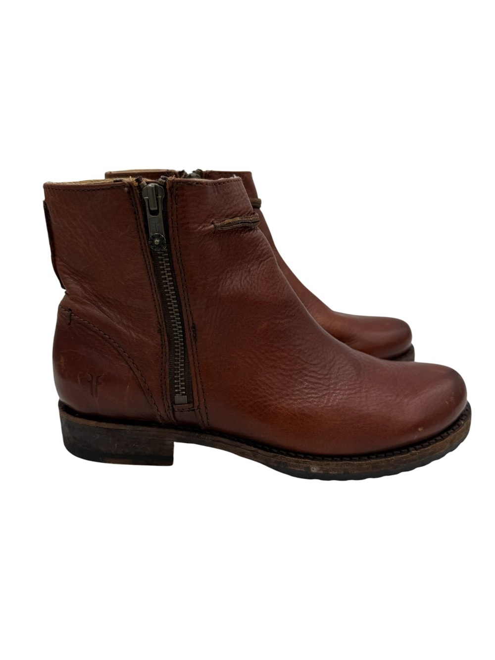 Frye Veronica Seam Leather Short Boots 8 Brown - Picture 3 of 16